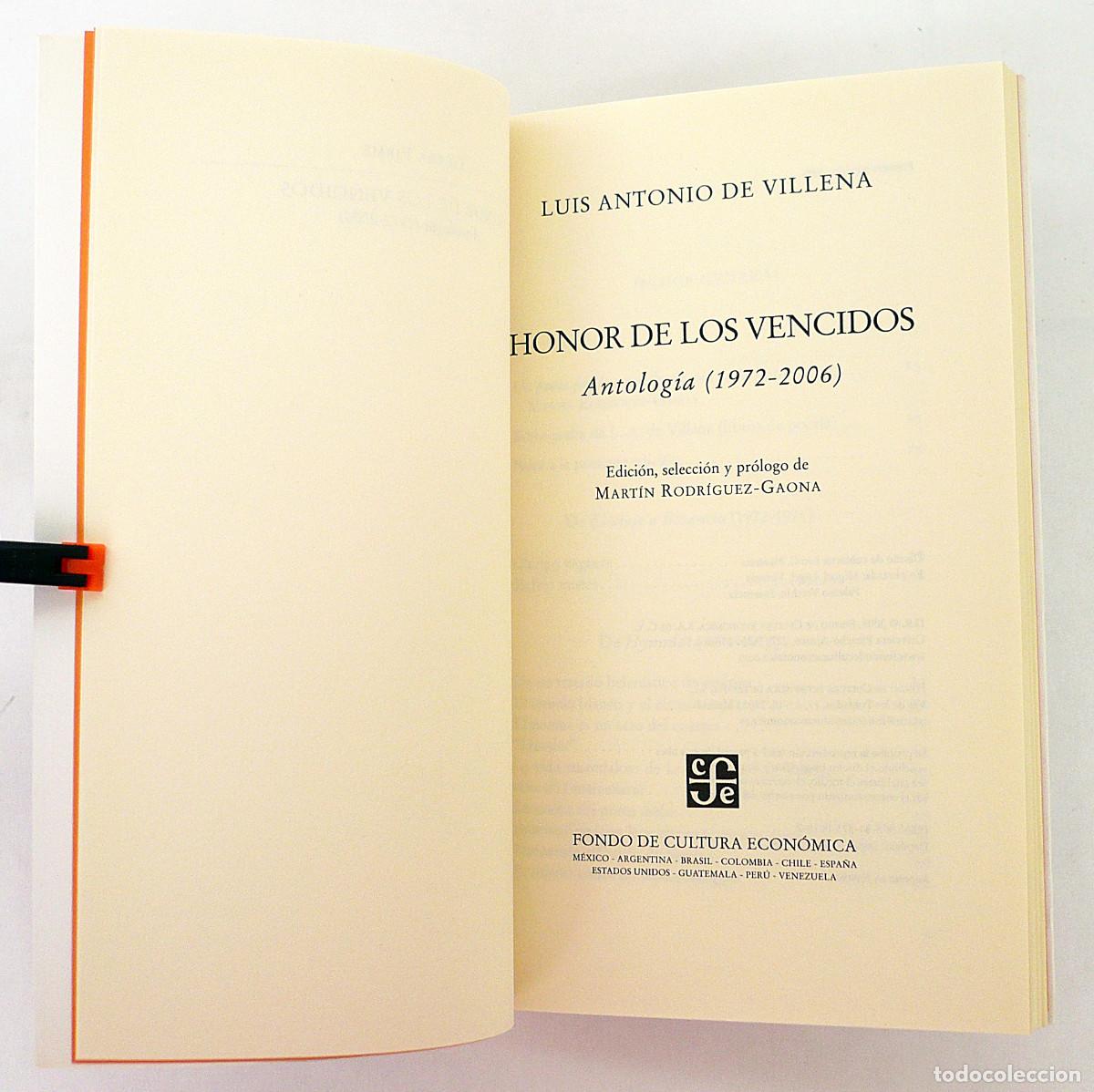 Libros: Luis Antonio de Villena, Honor de los vencidos - Foto 4