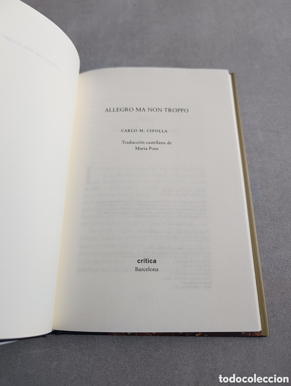 Libros: ALLEGRO MA NON TROPPO - CARLO M. CIPOLLA - Foto 4