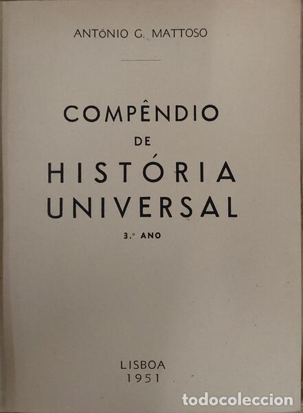 Libros: MATOSO. (Ant&oacute;nio G.) - COMP&Ecirc;NDIO DE HIST&Oacute;RIA UNIVERSAL, 3.&ordm; ANO. - Foto 2