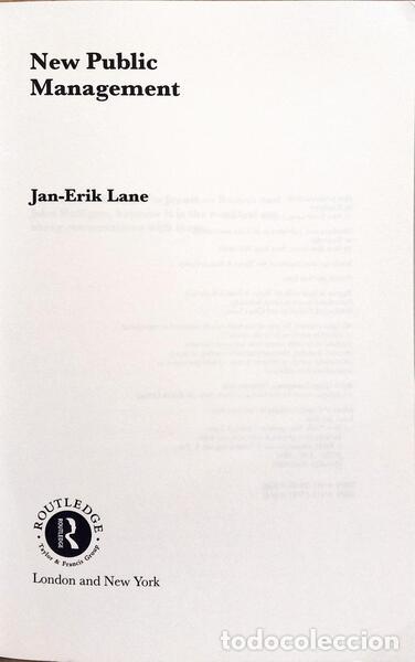 Libros: LANE. (Jan-Erik) - NEW PUBLIC MANAGEMENT. - Foto 2
