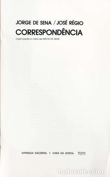 Libros: SENA. (Jorge de), Jos&eacute; R&eacute;gio e M&eacute;cia de Sena. - CORRESPOND&Ecirc;NCIA. - Foto 2