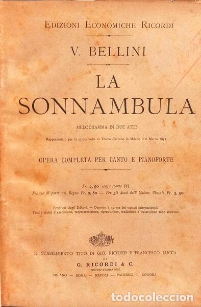 Libros: BELLINI. (Vincenzo) - LA SONNAMBULA. - Foto 2