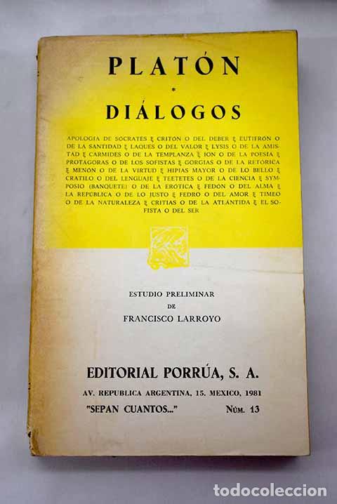 Libros: Di&aacute;logos: Plat&oacute;n: Porrua..- Plat&oacute;n