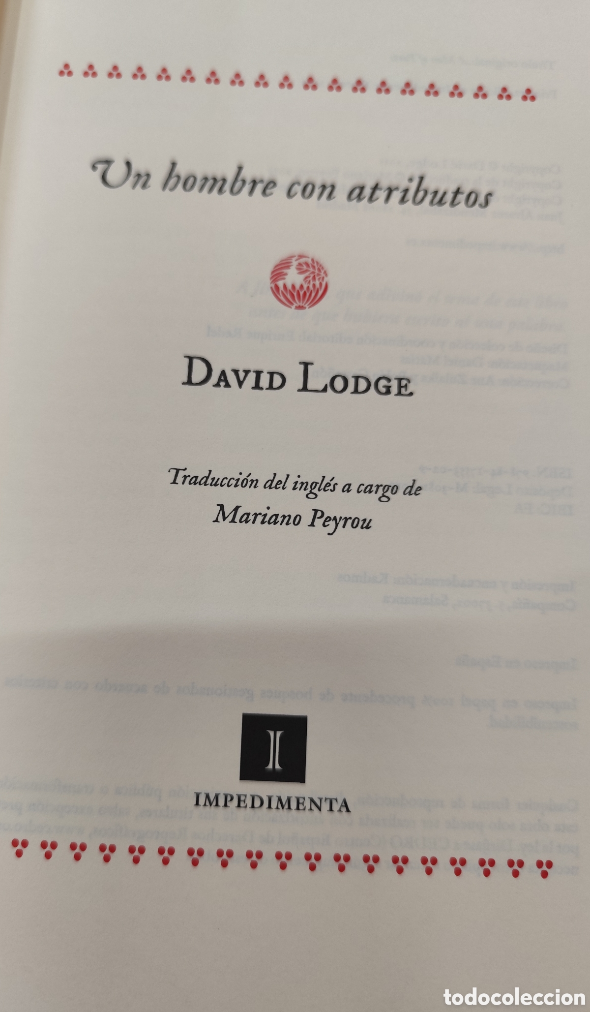 Libros: UN HOMBRE CON ATRIBUTOS. Impedimenta - LODGE,David - Foto 2