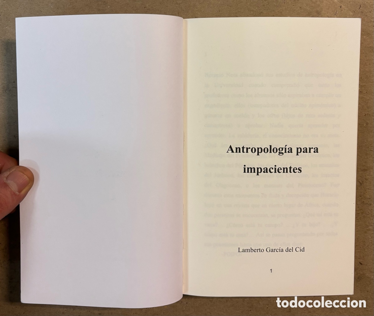 Libros: ANTROPOLOG&Iacute;A PARA IMPACIENTES. LAMBERTO GARC&Iacute;A DEL CID. - Foto 2