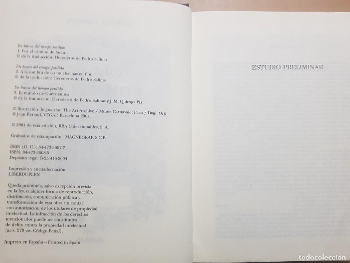 Libros: MARCEL PROUST - OBRAS COMPLETAS - TOMOS 1,2,3 - ED. AGUILAR - 2004 - Foto 4