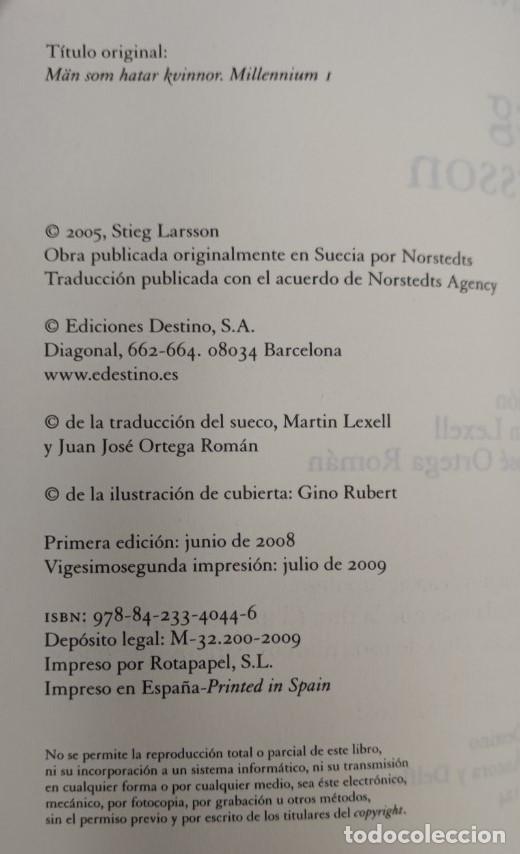 Libros: 3 LIBROS, MILLENIUM 1 2 Y 3, STIEG LARSSON, EDICIONES DESTINO - Foto 3
