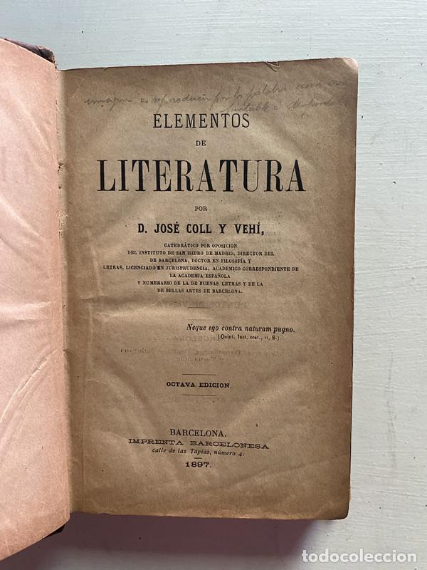 Libros: Elementos de literatura - Coll y Vehi D. Jose - Foto 1