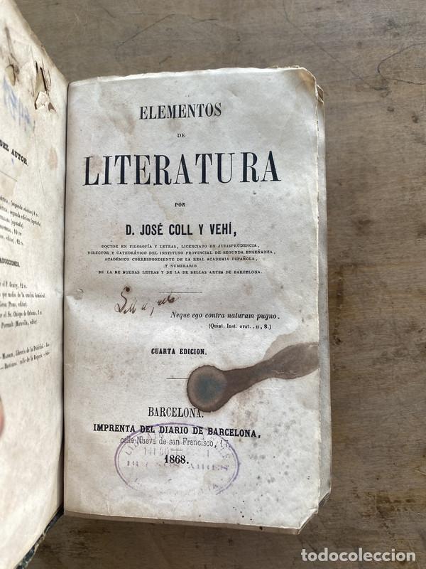 Libros: Elementos de literatura - Coll y Vehi D. Jose - Foto 1