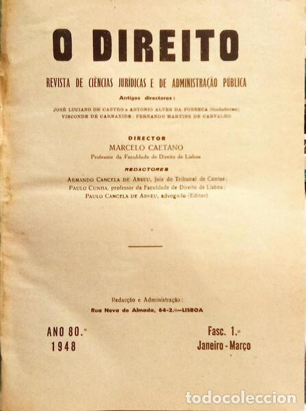 Libri di seconda mano: DIREITO (O): REVISTA DE CI&Ecirc;NCIAS E DE ADMINISTRA&Ccedil;&Atilde;O P&Uacute;BLICA, ANO 80.&ordm;, 1948.