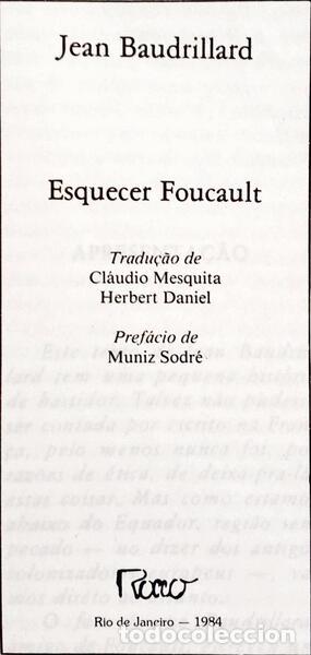 Libros: BAUDRILLARD. (Jean) - ESQUECER FOUCAULT. - Foto 2