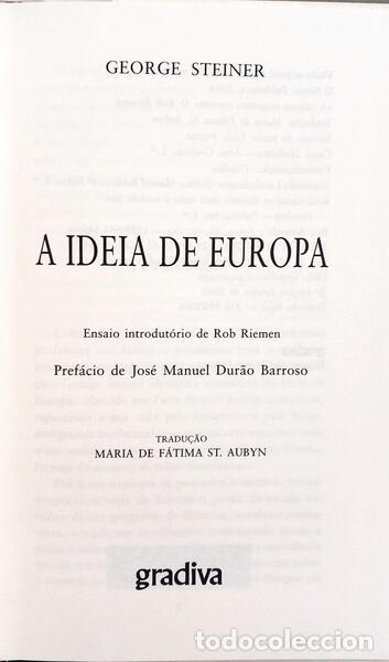 Libros: STEINER. (George) - A IDEIA DE EUROPA. [3.&ordf; EDI&Ccedil;&Atilde;O] - Foto 2
