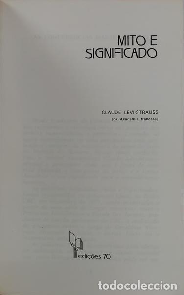 Libros: L&Eacute;VI-STRAUSS. (Claude) - MITO E SIGNIFICADO. [EDI&Ccedil;&Atilde;O DE 1985] - Foto 2