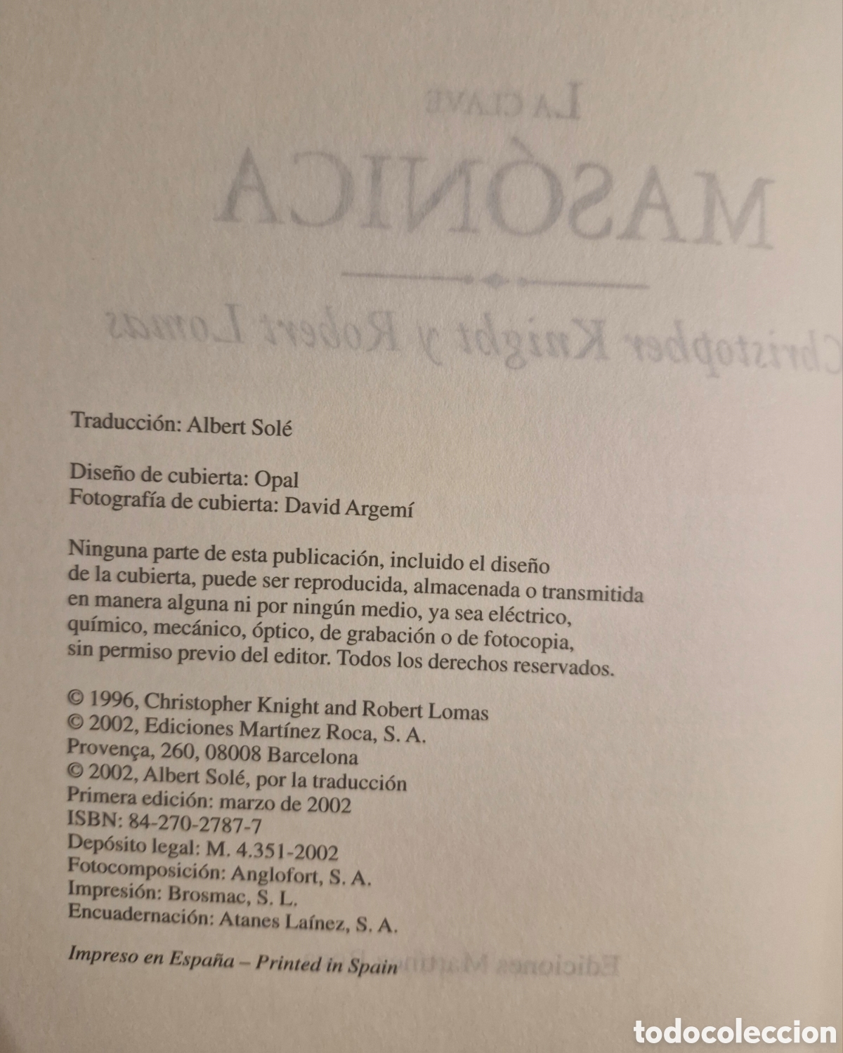 Libros: LA CLAVE MAS&Oacute;NICA - Christopher Knight/ Robert Lomas - Foto 4