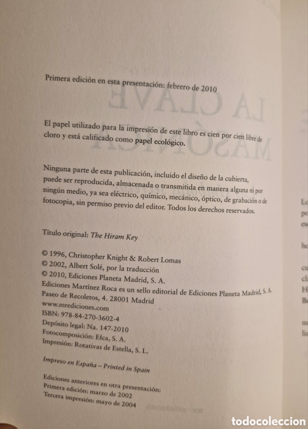Libros: LA CLAVE MAS&Oacute;NICA - Christopher Knight/ Robert Lomas - Foto 3