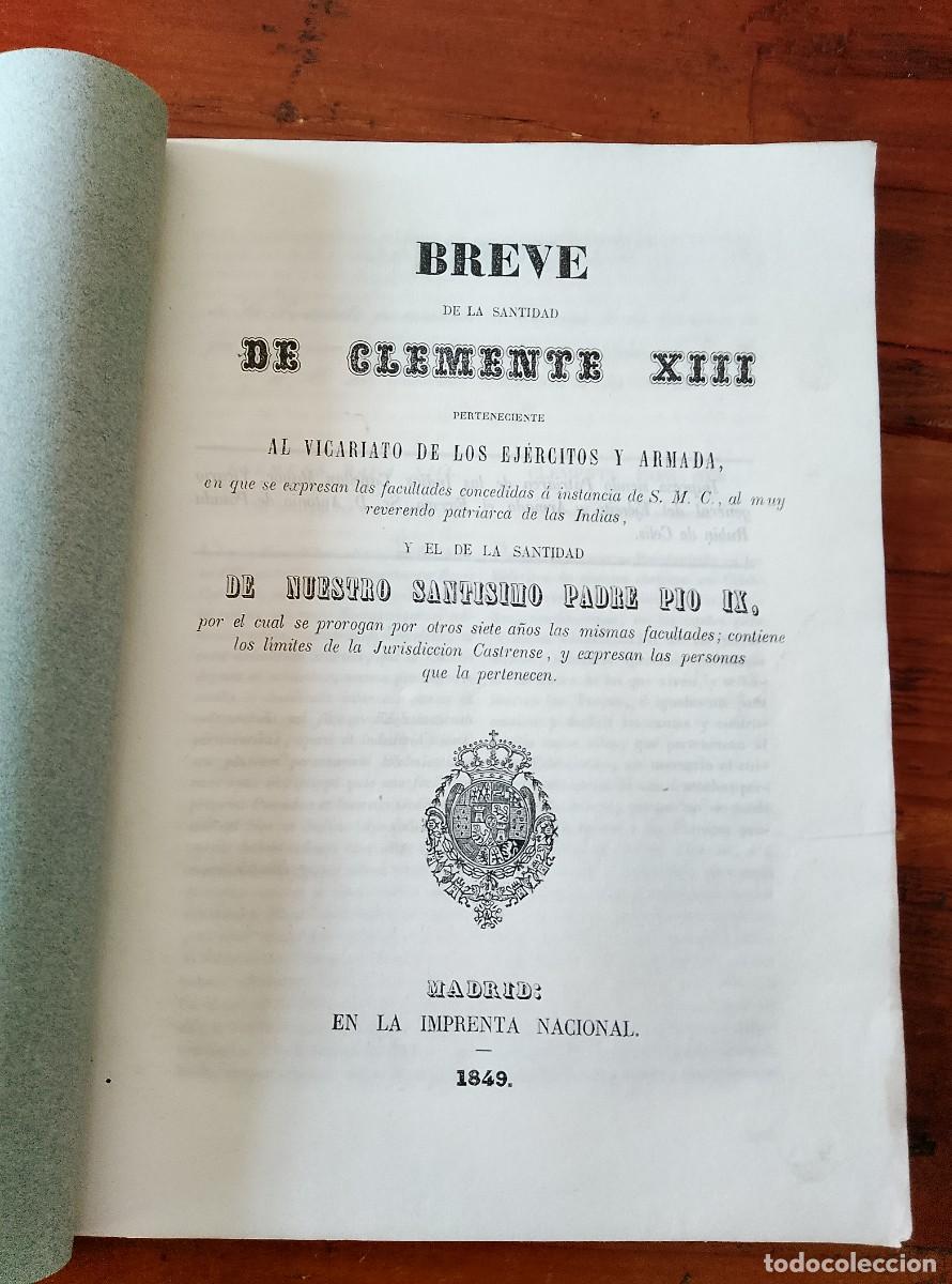 Libri di seconda mano: Nicol&aacute;s Luis de Lezo - BREVE DE LA SANTIDAD CLEMENTE XIII perteneciente al Vicariato de los Ej&eacute;rcito