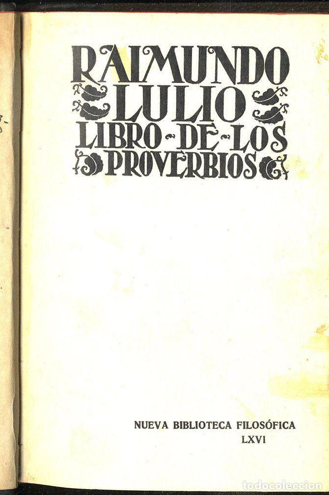 Libros: RAIMUNDO LULIO LIBRO DE LOS PROVERBIOS - RAIMUNDO LULIO - Foto 1