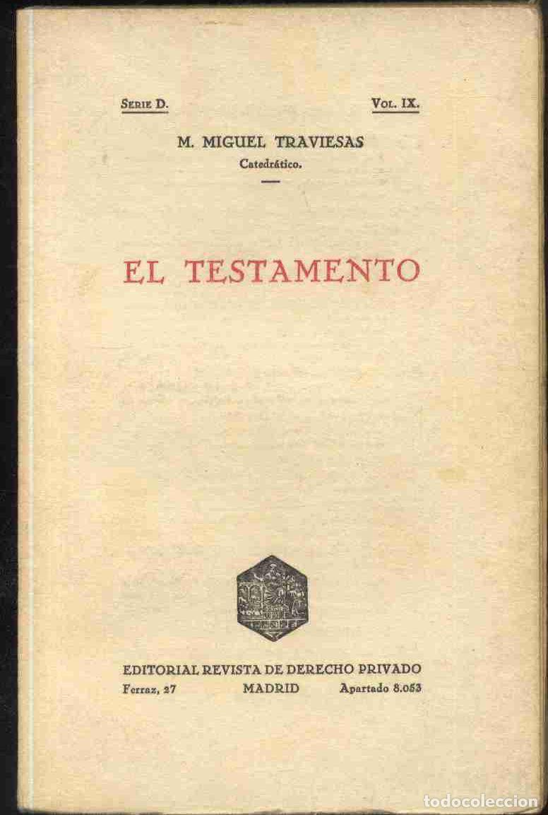 Libros: EL TESTAMENTO - M. MIGUEL TRAVIESAS - Foto 1