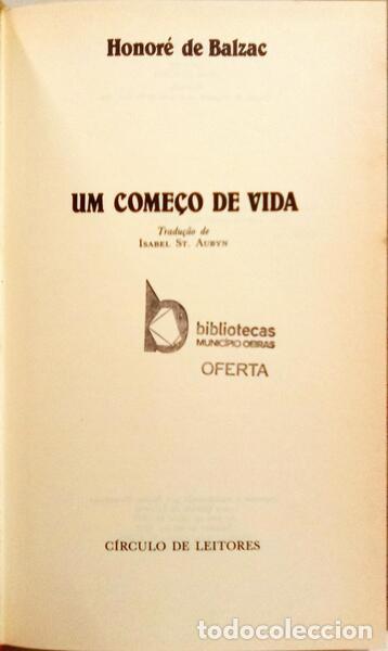Libros: BALZAC. (Honor&eacute; de) - UM COME&Ccedil;O DE VIDA. - Foto 2