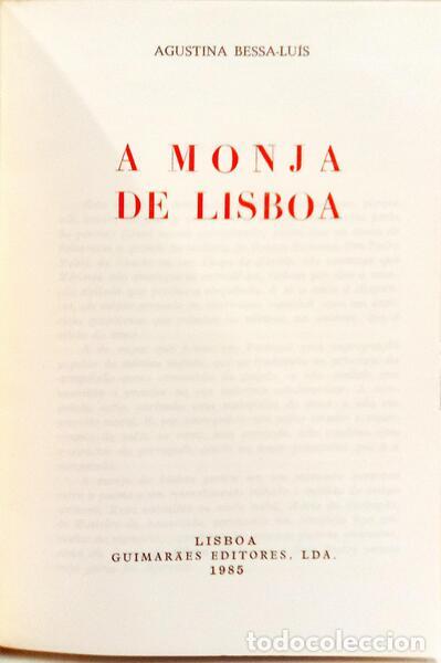 Libros: BESSA LU&Iacute;S. (Agustina) - A MONJA DE LISBOA. - Foto 2