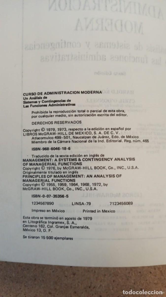 Libros: Curso de Administraci&oacute;n Moderna - Koontz- ODonnell - Foto 2