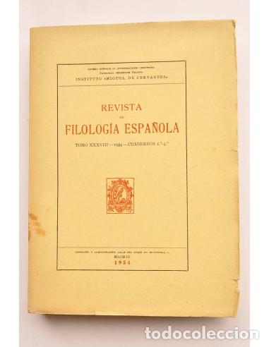 Libros: Revista de filolog&iacute;a espa&ntilde;ola. Tomo XXXVIII, 1954 - cuadernos 1&ordm; al 4&ordm; - INSTITUTO MIGUEL DE CERVANT