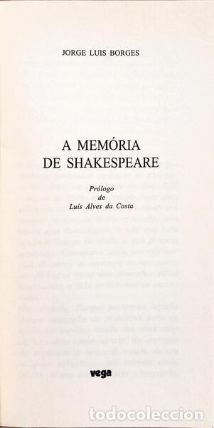 Libros: BORGES. (Jorge Lu&iacute;s) - A MEM&Oacute;RIA DE SHAKESPEARE. - Foto 2