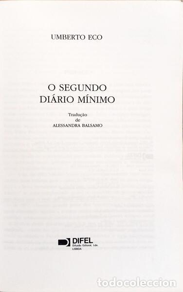 Libros: ECO. (Umberto) - O SEGUNDO DI&Aacute;RIO M&Iacute;NIMO. - Foto 2