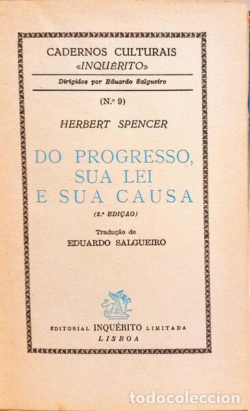 Libros: SPENCER. (Herbert) - DO PROGRESSO, SUA LEI E SUA CAUSA. [2.&ordf; EDI&Ccedil;&Atilde;O] - Foto 2