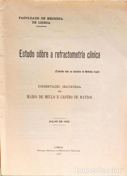 Libros: MELO. (Mario) e Castro de Matos. - ESTUDO S&Ocirc;BRE A REFRACTOMETRIA CL&Iacute;NICA. - Foto 2