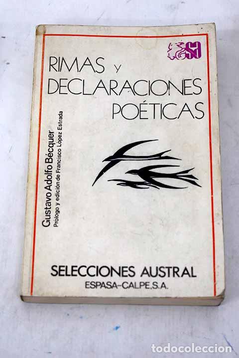 Libros: Rimas y declaraciones po&eacute;ticas.- B&eacute;cquer, Gustavo Adolfo - Foto 1