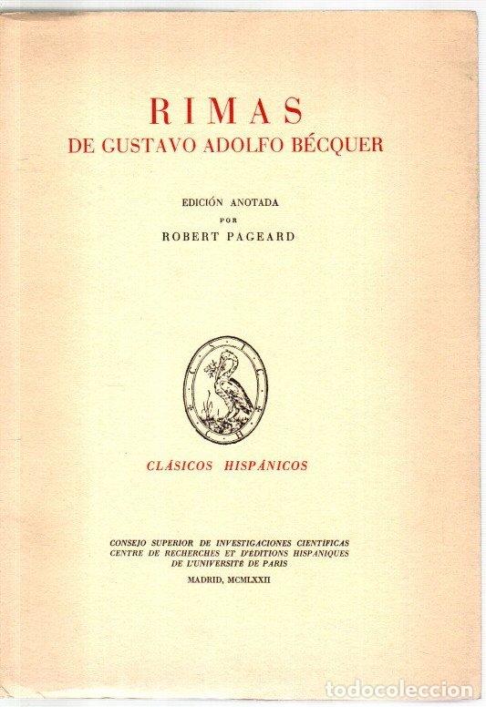 Libros: Rimas de Gustavo Adolfo B&eacute;cquer - Pageard, Robert - Foto 1