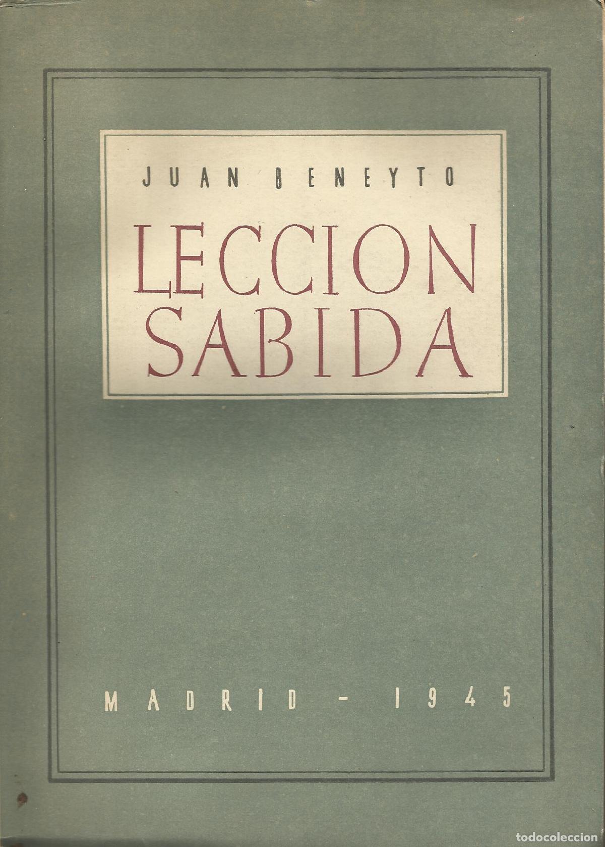Libri di seconda mano: LECCI&Oacute;N SABIDA - BENEYTO P&Eacute;REZ , JUAN