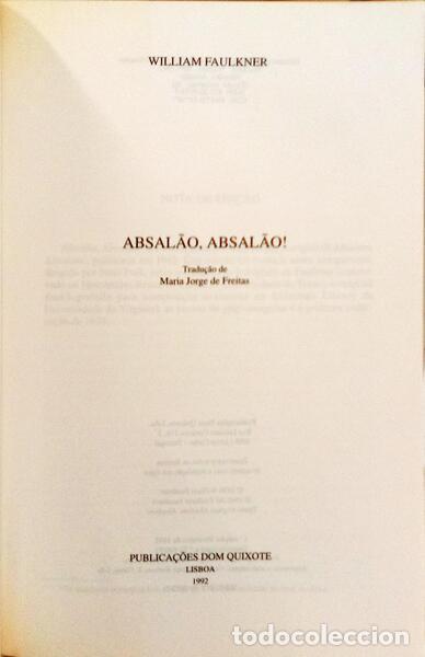 Libros: FAULKNER. (William) - ABSAL&Atilde;O, ABSAL&Atilde;O! [1.&ordf; EDI&Ccedil;&Atilde;O] - Foto 2