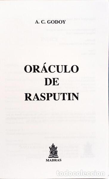 Libros: GODOY. (A. C.) - OR&Aacute;CULO DE RASPUTIN. - Foto 2