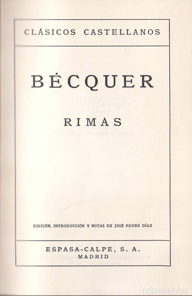 Libros: BECQUER, Gustavo Adolfo.- - Rimas. Edici&oacute;n, introducci&oacute;n y notas de J. Pedro D&iacute;az. - Foto 1