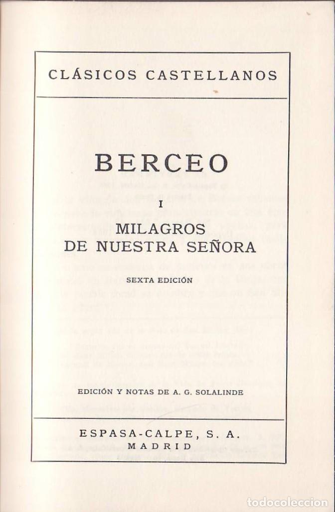 Libros: BERCEO.- - Milagros de Nuestra Se&ntilde;ora. Pr&oacute;logo de A. G. Solalinde.