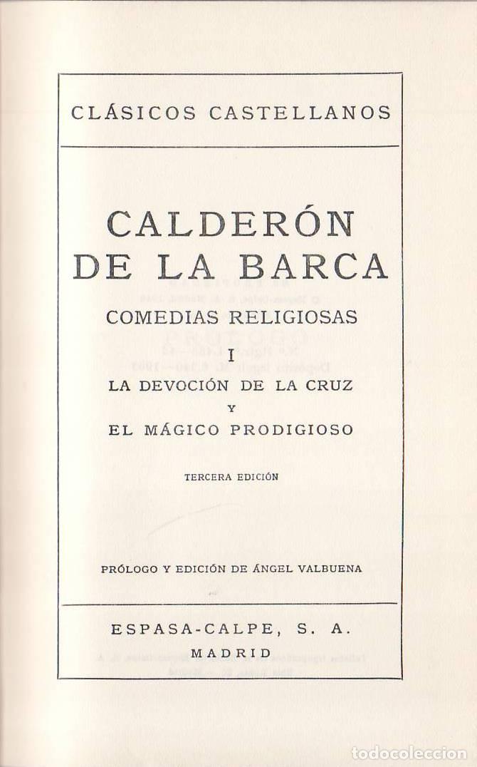 Libros: CALDERON DE LA BARCA, Pedro.- - Comedias religiosas, I: La devoci&oacute;n de la cruz. El m&aacute;gico prodigioso