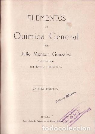 Libri di seconda mano: MONZON GONZALEZ, Julio.- - Elementos de qu&iacute;mica general.