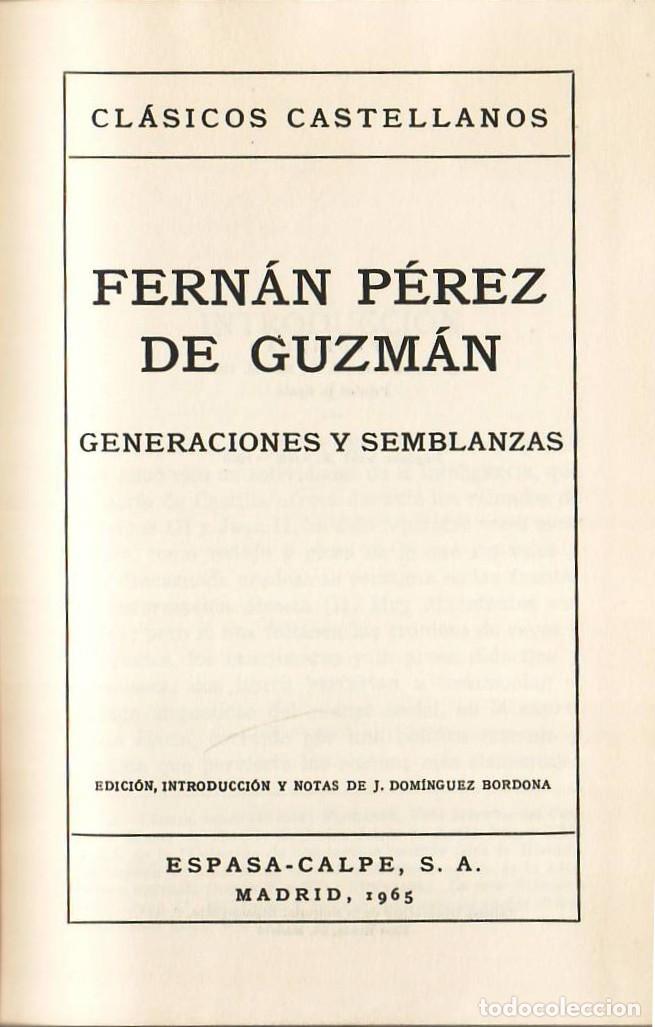 books: PEREZ DE GUZMAN, Fern&aacute;n.- - Generaciones y semblanzas. Edici&oacute;n, introducci&oacute;n y notas de J. Dom&iacute;nguez