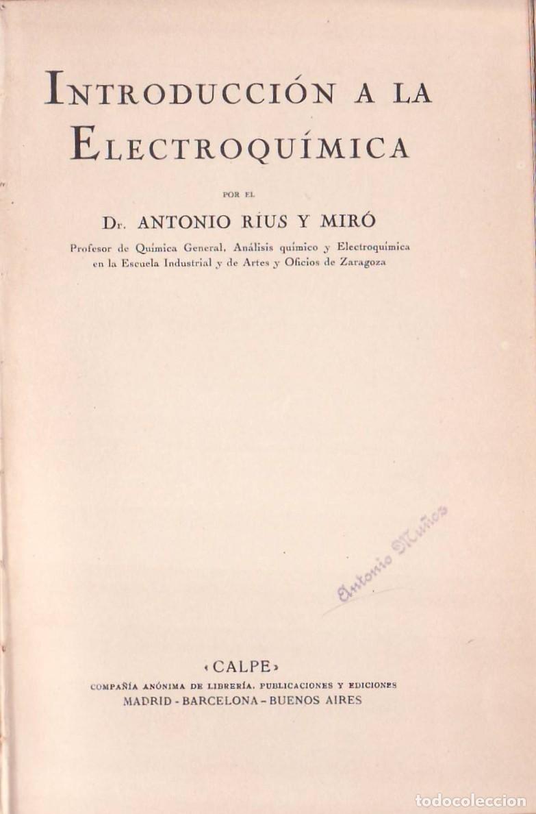 Libros: RIUS Y MIRO, Antonio.- - Introducci&oacute;n a la electroqu&iacute;mica. - Foto 1
