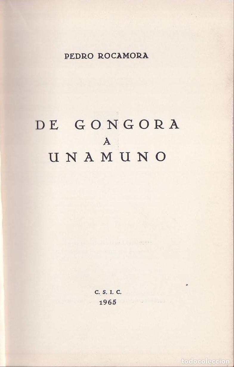 Libros: ROCAMORA, Pedro.- - De G&oacute;ngora a Unamuno. - Foto 1