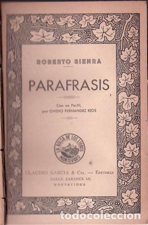 Libros: SIENRA, Roberto.- - Par&aacute;frasis. Con un perfil por Ovidio Fern&aacute;ndez R&iacute;os.
