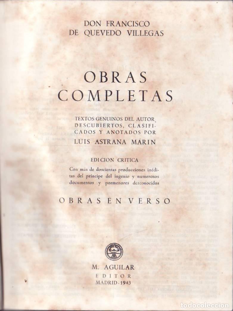 Libros: QUEVEDO, Francisco de.- - Obras completas. - Foto 1