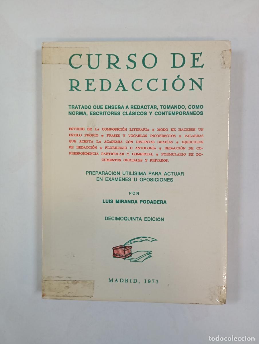 Libros: Curso de redacci&oacute;n. 1973. - Luis Miranda Podadera. TDK372B - Foto 1
