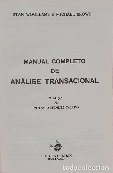 Libros: WOOLAMS. (Stan) e Michael Brown. - MANUAL COMPLETO DE AN&Aacute;LISE TRANSACIONAL. - Foto 2