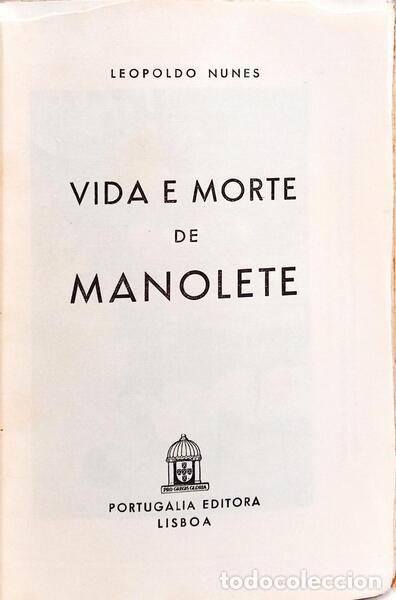 Libros: NUNES. (Leopoldo) - VIDA E MORTE DE MANOLETE. - Foto 2
