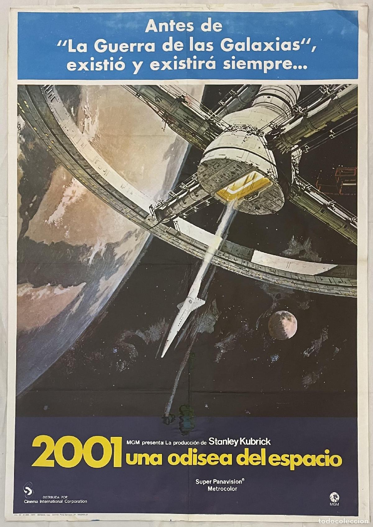 Libros: 2001: Una Odisea en el Espacio. Cartel original publicado en el a&ntilde;o 1977.