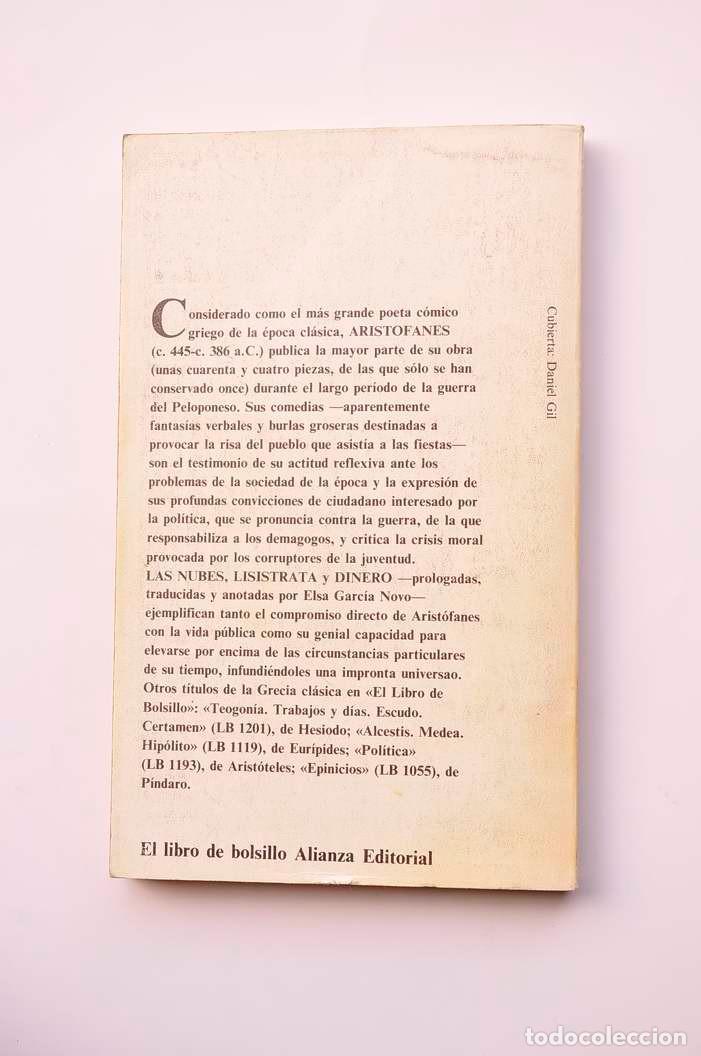 Libros: Las nubes, Lis&iacute;strata, Dinero - ARIST&Oacute;FANES - Foto 3