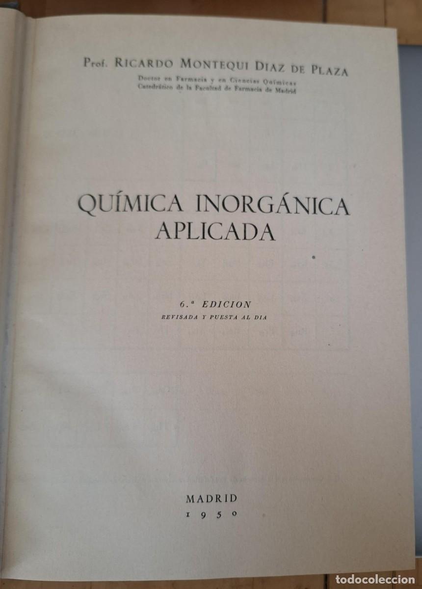 Livros em segunda m&atilde;o: Ricardo Montequi Diaz de Plaza - QU&Iacute;MICA INORG&Aacute;NICA APLICADA